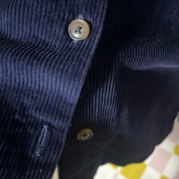 The Vermont Country Store corduroy tunic shift coverall dress, thick blue cotton - Picture 6 of 10